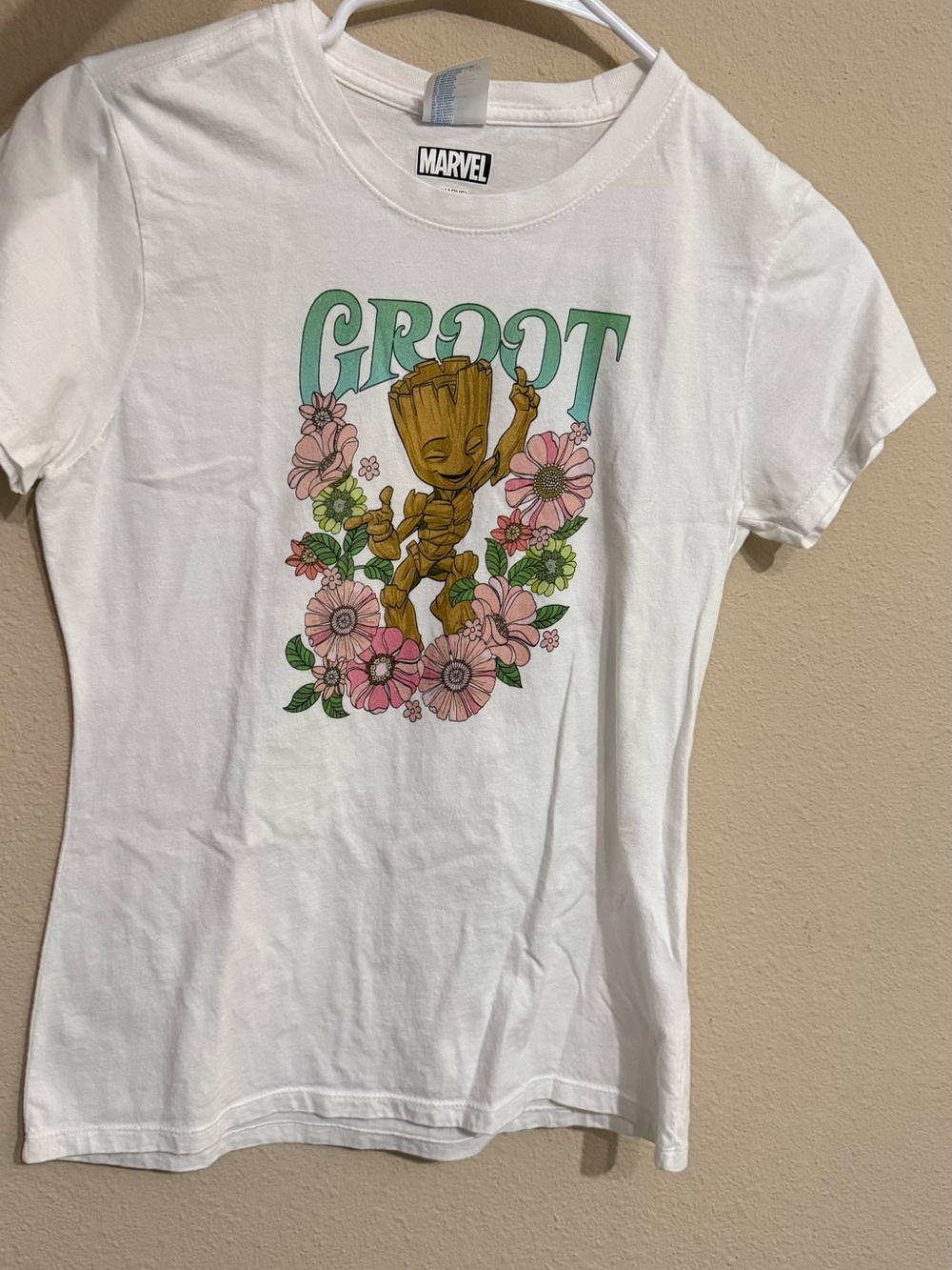 Marvel Women’s White Groot Floral Graphic Tee
